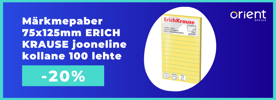 Märkmepaber 75x125mm ERICH KRAUSE Neon jooneline 100 lehte neoon värvid