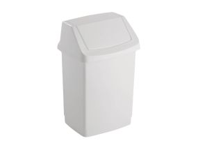 Trash can 50L with movable lid, white