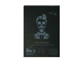 Joonistusplokk spiraalköites SMLT Art A4 165g 30 lehte must