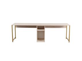 Twin Study Desk - Travertine, Gold