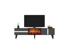 TV laud Vania Fireplace - Anthracite, Gold
