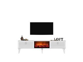 TV laud Arona Fireplace - White