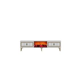 TV laud Orion Fireplace - White, Gold