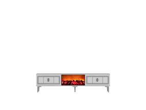 TV laud Orion Fireplace - White, Silver