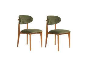 Mööblikomplekt toolid Lionte - Green, Dark Oak