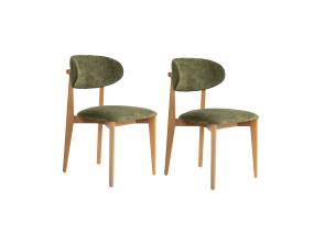 Mööblikomplekt toolid Lionte - Green, Light Oak