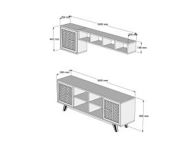 TV laud Ayla - Walnut, White
