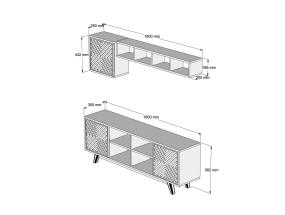 TV laud Inci - Walnut, White