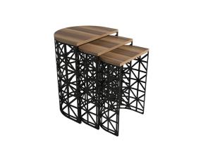 Mööblikomplekt lauad Stil Metal Ferforje - Walnut