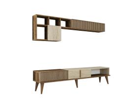 TV laud Milan - Walnut, Travertine