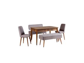 Mööblikomplekt toolid Vina 0701 - 4 - Walnut, Grey