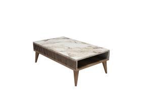 Kohvilaud Milan - Walnut, White Marble