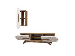 TV laud Defne - Walnut, White