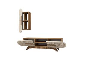 TV laud Defne - Walnut, Cream