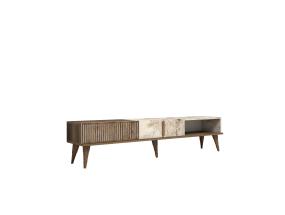 TV laud Milan - Walnut, White Marble