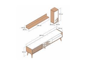 TV laud Valensiya - Walnut, White, Marble