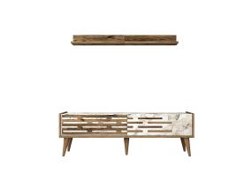 TV laud Valensiya 140 - Walnut, White, Marble