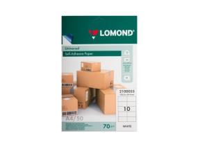 Lomond Self-Adhesive Paper Universal Labels, 10/105x59,4, A4, 50 sheets, White