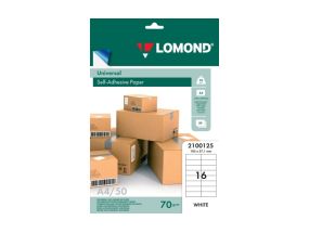 Lomond Self-Adhesive Paper Universal Labels, 16/105x37, A4, 50 sheets, White