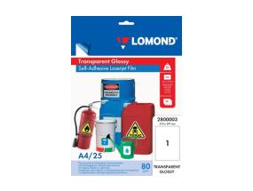 Lomond PET Laserjet Film Self Adhesive Transparent Glossy A4, 25 sheets