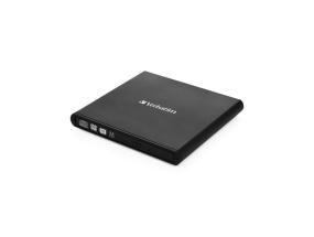 Verbatim 98938 External Slimline CD/DVD Writer External Optical Drive, USB-A, Black
