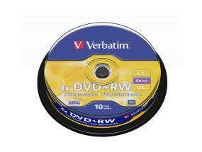 Verbatim 43488 DVD+RW SERL 4.7GB 4X Matt Silver Surface Discs (10 pcs/Pack)