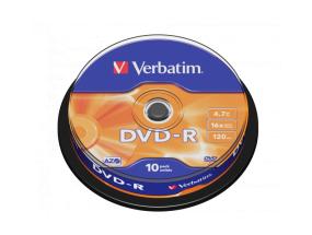 Verbatim 43523 DVD-R AZO 4.7GB 16X Matt Silver Surface Discs (10 pcs/Pack)