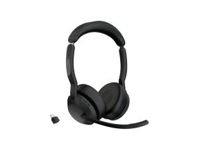 Jabra Evolve2 55 UC Stereo Link390c Wireless Headset, Bluetooth, USB-C, Black