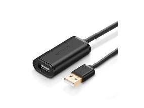 Extension cable with amplifier USB A plug - A socket 10m black US121 UGREEN