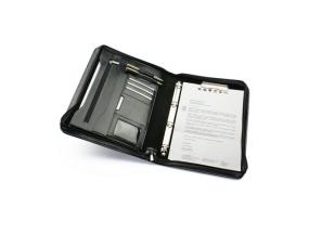 Aplankas dokumentams A4 su prispaudėju ir 4 žiedais, juodas, 355x260x50mm