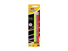 BIC pensils EVOLUTION FLUO ERASER BL4 EU, Set 4 pcs. 449046