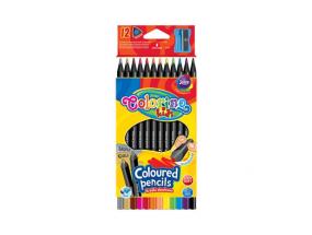 Colorino Kids Triangular coloured pencils 12 colours (with sharpener) black wooden