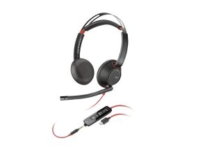 Poly Blackwire 5220 Stereo Wired Headset, USB-C, 3.5mm, USB-C/A Adapter (Bulk), Black