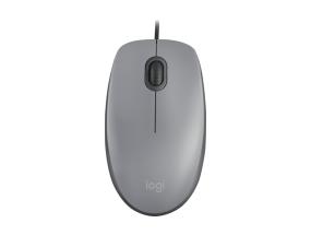 Logitech M110 Silent Wired Mouse, USB Type-A, 1000 DPI, Mid Grey