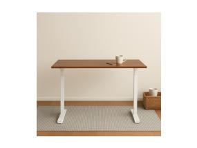 Adjustable Height Table Up Up Bjorn White, Table top L Dark Walnut