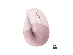 Logitech Lift Vertical Wireless Mouse RF Wireless + Bluetooth, 4000 DPI, Rose