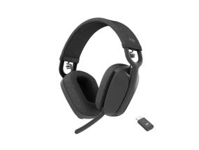 Logitech Zone Vibe Wireless UC Wireless Headphones, USB-C Bluetooth receiver, Graphite