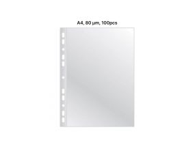 AD Class PUNCHED POCKET Cristal Clear A4 80 micr., pouch 100 pcs