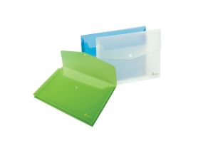 Folder with print Forpus, A4, plastic, with extension, green, transparent