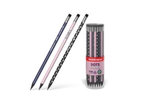 Plastic graphite triangular pencil with eraser ErichKrause® Dots HB (tube 42 pcs.)