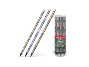 Harilik pliiats kolmnurkne ERICH KRAUSE, kustutuskummiga, Flower HB