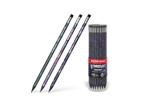 Plastic graphite triangular pencil with eraser ErichKrause® StarDust HB (tube 42 pcs.)