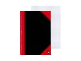 Kaustik raamatköites A5 ruuduline BANTEX Notes must/punane 96 lehte