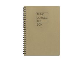 Notebook in spiral binding A5 grid cardboard 60 sheets beige