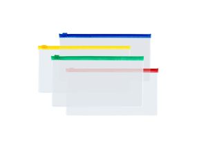 Пластиковый конверт на молнии А65 прозрачный цветной
