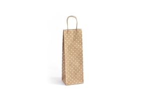 Kinkekott pudelile Kraft Gold Dots