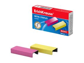 Staples №24/6 ErichKrause coloured (box 1000 pcs)