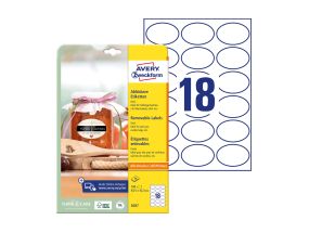Removable labels oval 63,5x42,3mm 10sh