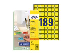 Sticker label removable AVERY Zweckform 25.4x10mm on 189 sheets 20 sheets per pack yellow (L6037-20)