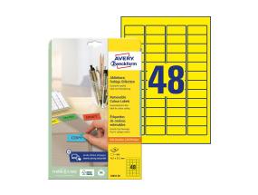 Kleebisetikett eemaldatav AVERY Zweckform 45,7x21,2mm 20 lehte pakis kollane (L6041-20)